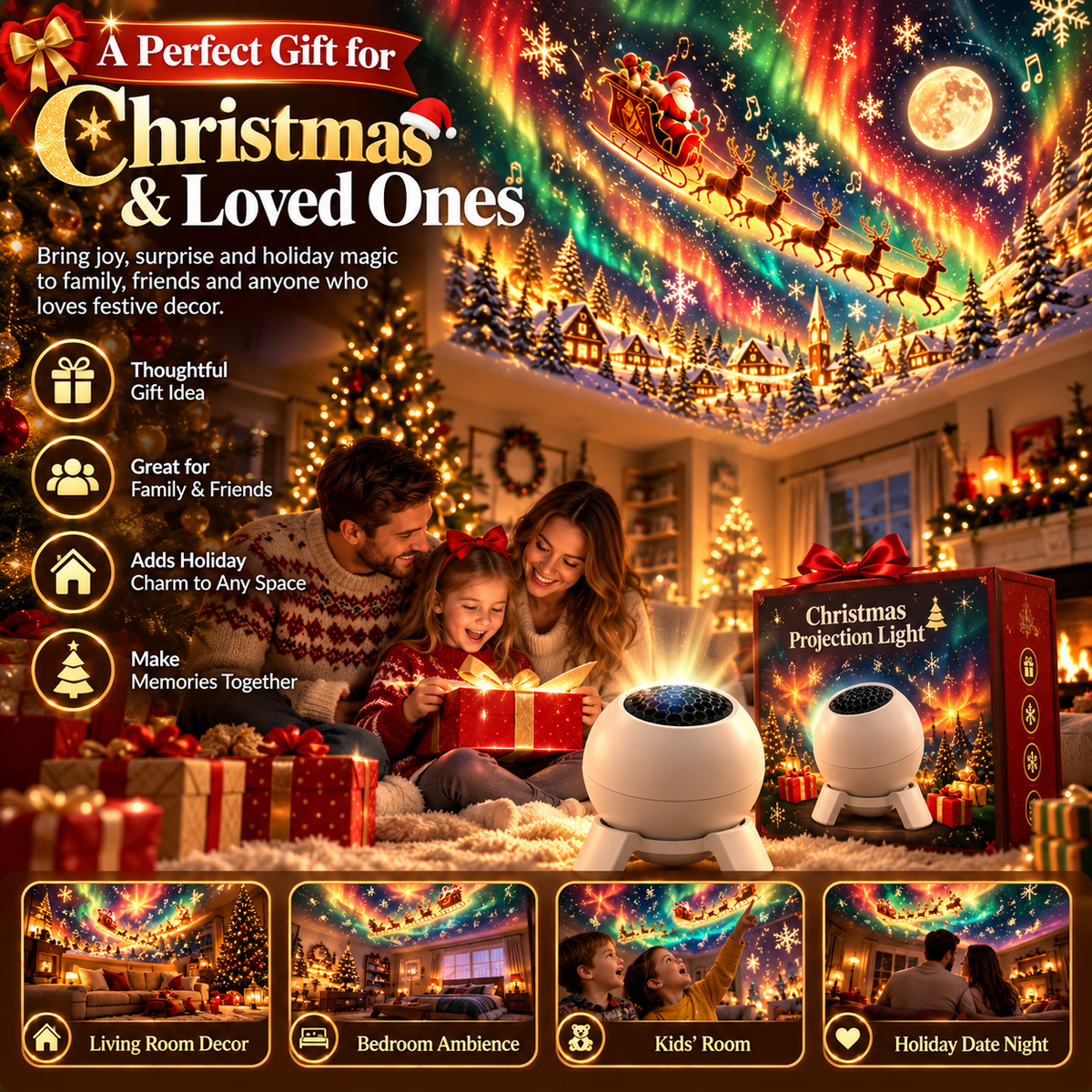🌲Magical Christmas Scene Projector – Transform Your Room into a Holiday Wonderland ✨
