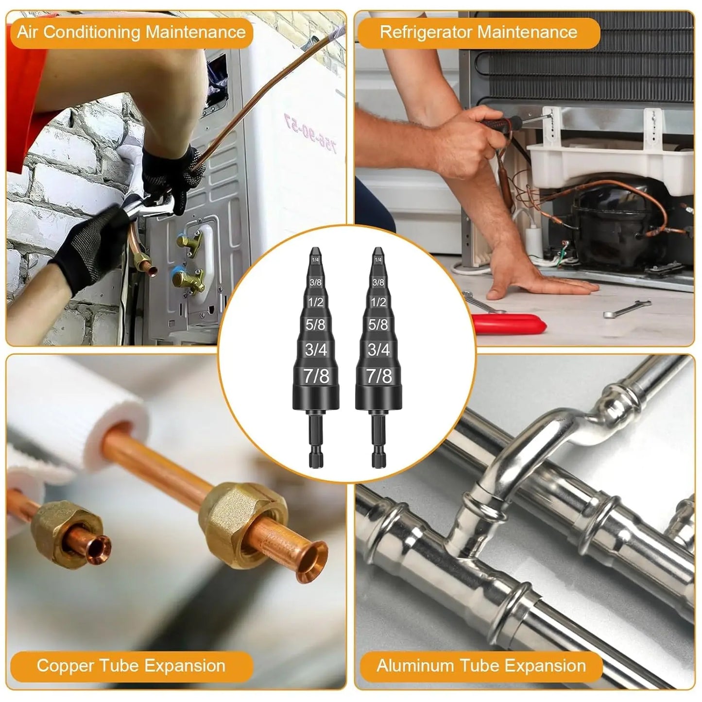 6-in-1 HVAC Copper Tube Swaging Tool Set with Bit Holder