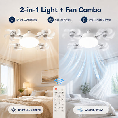 ❄️50% OFF TODAY💡 2-in-1 Ceiling Fan Light 🔧No Wiring • No Tools • Just Screw It In
