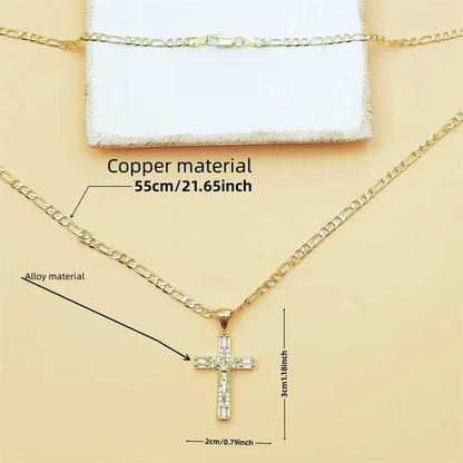 14K Gold Plated Jesus Crucifix Pendant Necklace