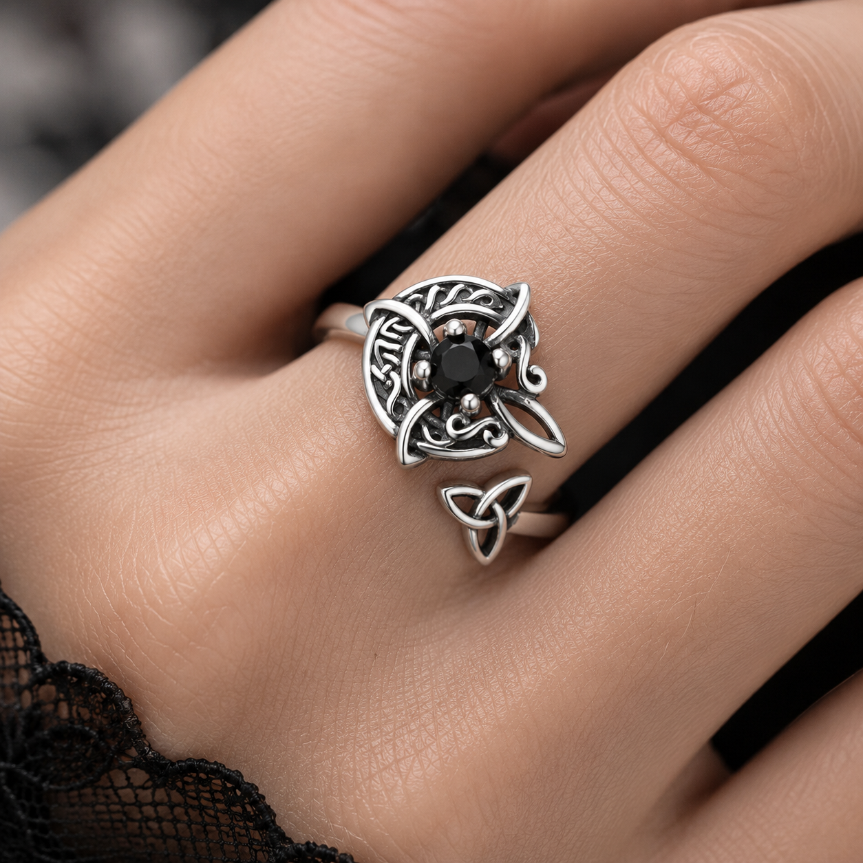 Gothic Witch Knot Ring-Adjustable Open Ring