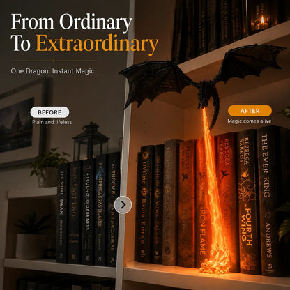 🐉 Fire-Breathing Dragon Bookshelf Lamp – Fantasy LED Shelf Decor