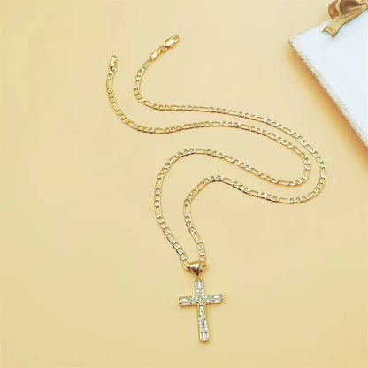 14K Gold Plated Jesus Crucifix Pendant Necklace