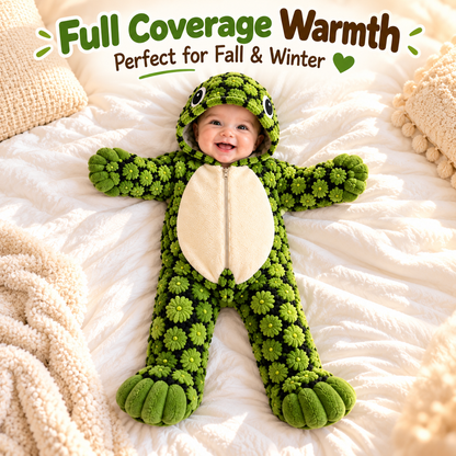 Little Turtle Plush 3D Shell Baby Onesie – Cute Hooded Cozy Romper
