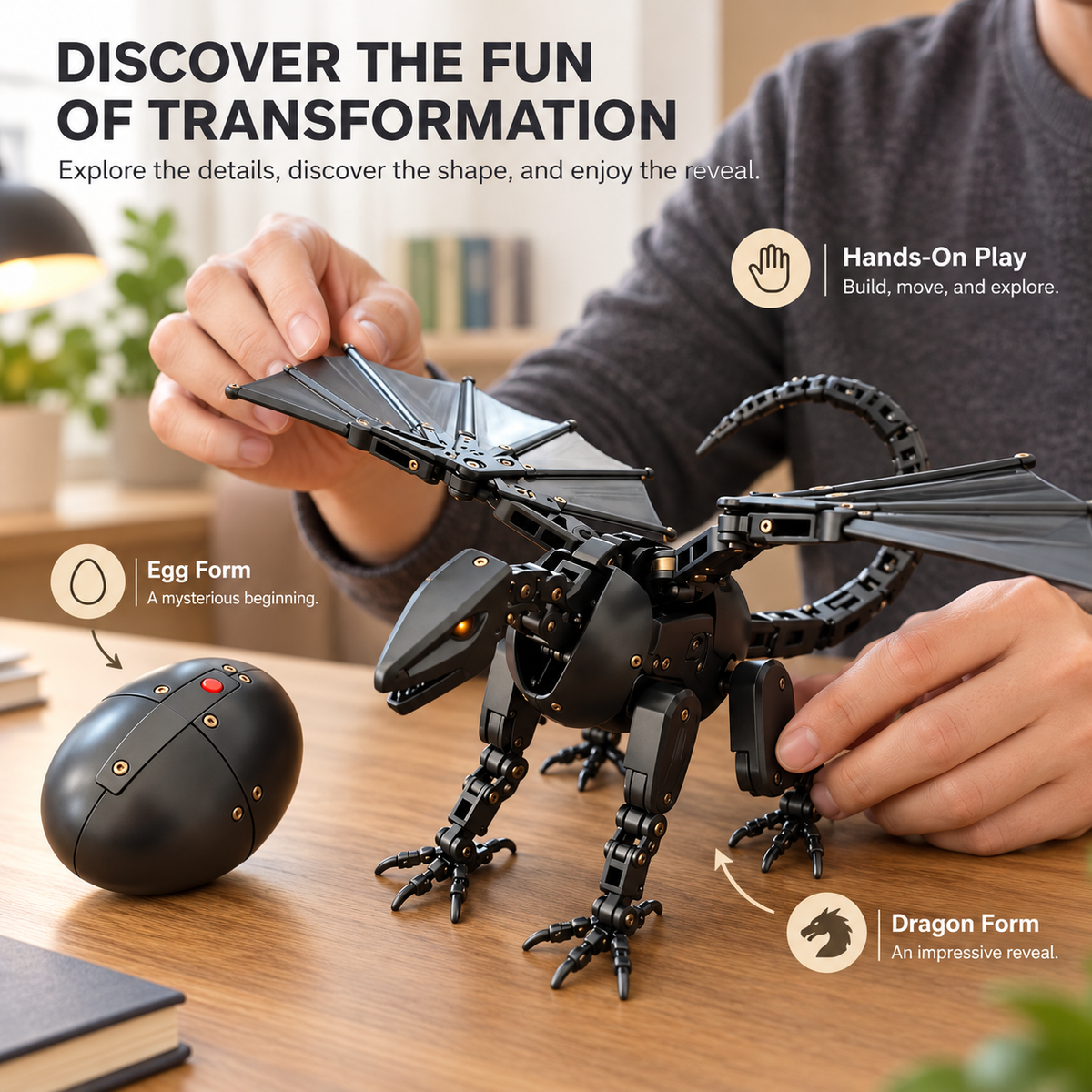 🐲DragonMorph – Egg to Dragon Transforming Mechanical Toy
