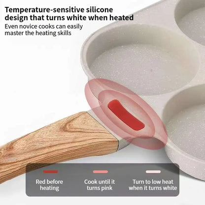 Non-Stick 4-in-1 Breakfast Pan for Frying Eggs, Hamburgers & Scrambled Eggs - Multi-Functional, Fast Heating, Durable, Easy Clean, Space-Saving, Eco-Friendly, with Silicone Strips & Tempered Glass Lid