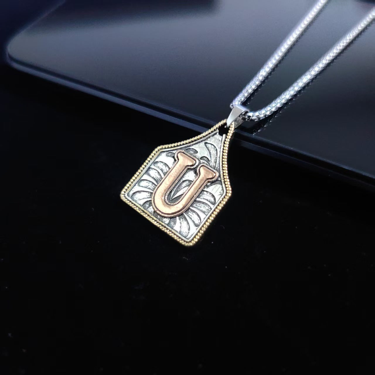 A-Z Letter Pendant Necklace - 22inch Stainless Steel