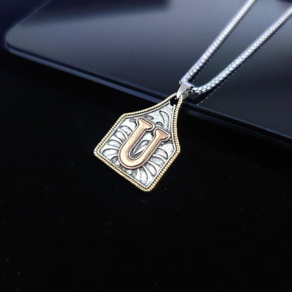 A-Z Letter Pendant Necklace - 22inch Stainless Steel