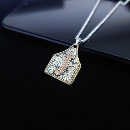 A-Z Letter Pendant Necklace - 22inch Stainless Steel