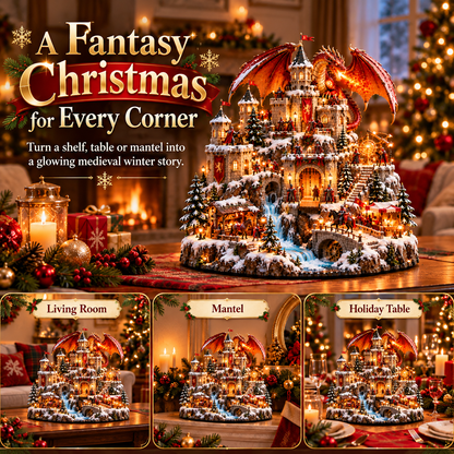 🔥 LAST DAY 49% OFF-🐉🏰 Dragon Kingdom Christmas Castle™ — A Medieval Winter Fantasy Village with Lights