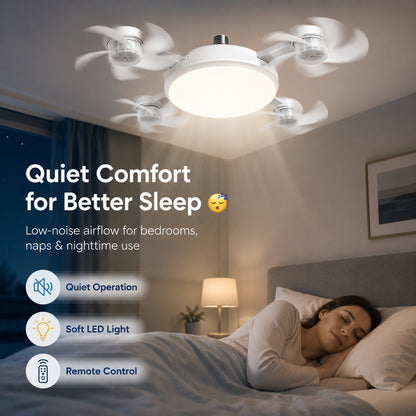 ❄️50% OFF TODAY💡 2-in-1 Ceiling Fan Light 🔧No Wiring • No Tools • Just Screw It In