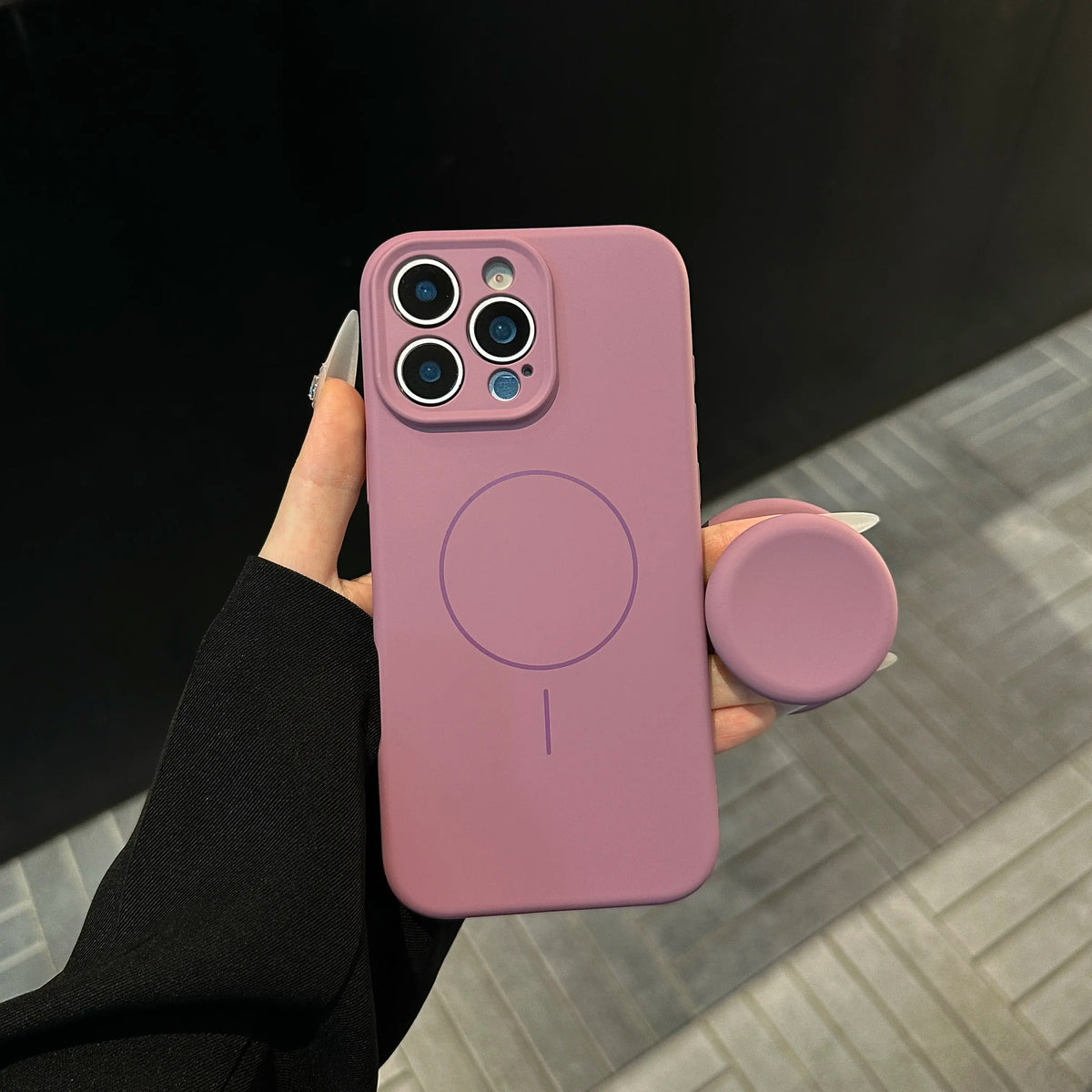 Magnetic Stand Liquid Silicone Full Coverage Phone Case with AI Capture Button for iPhone 18 Pro Max