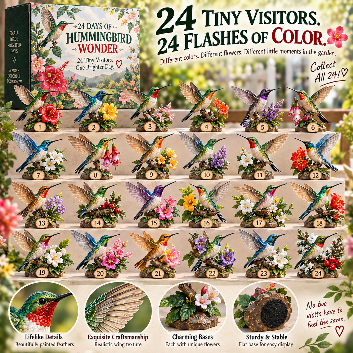 24 Days of Hummingbird Wonder — A Different Tiny Visitor Every Day 🌺