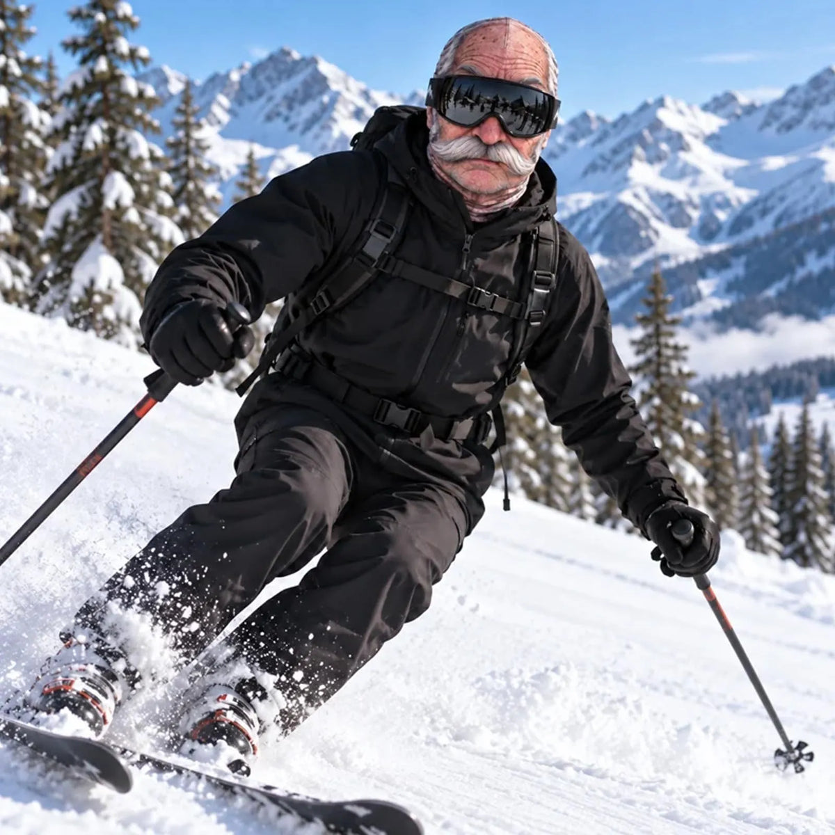 3D Realistic Old Man Face Ski Mask – Funny Winter Balaclava for Skiing & Parties