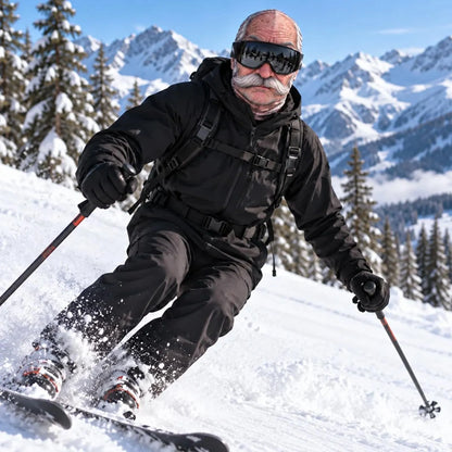 3D Realistic Old Man Face Ski Mask – Funny Winter Balaclava for Skiing & Parties