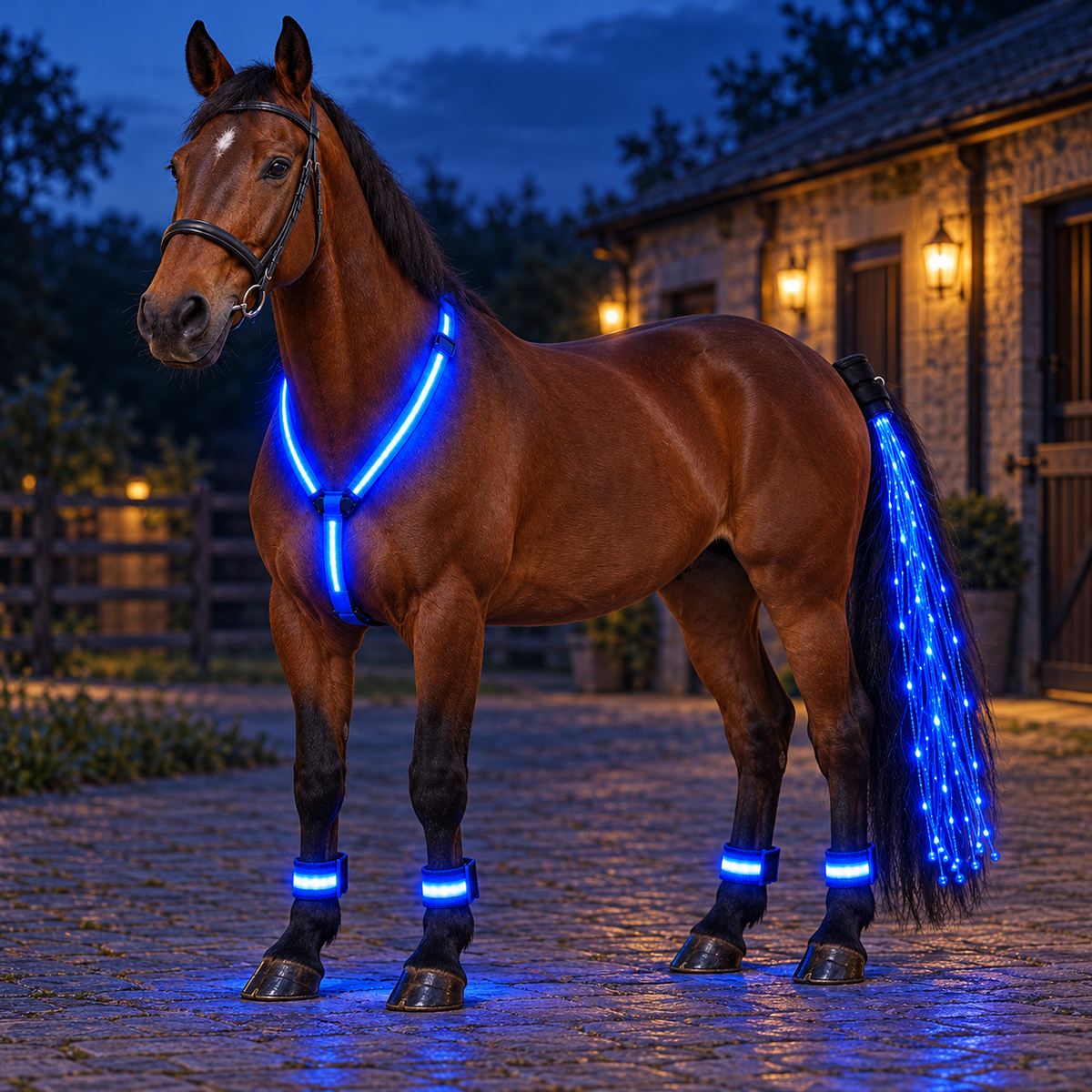 LED Horse Riding Light Set – Neck, Tail & 4 Leg Bands ✨