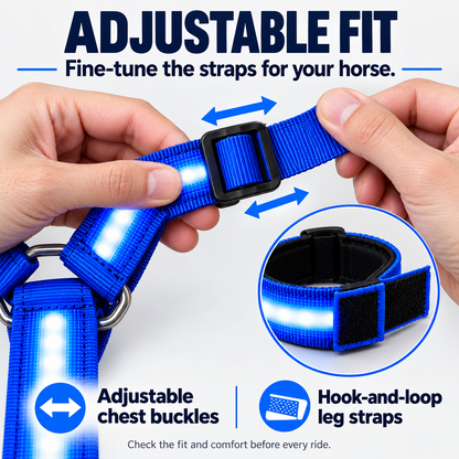 LED Horse Riding Light Set – Neck, Tail & 4 Leg Bands ✨