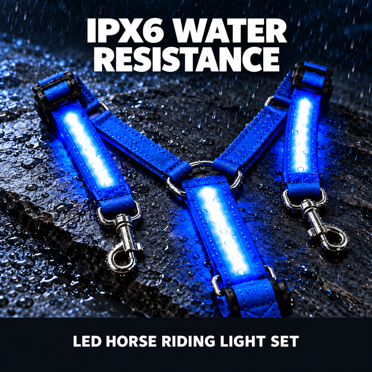 LED Horse Riding Light Set – Neck, Tail & 4 Leg Bands ✨