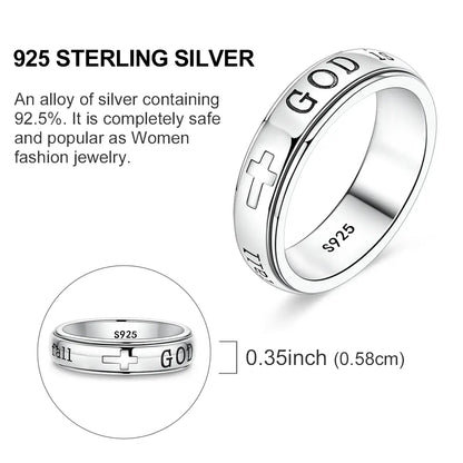 Christian Spinner Ring – Psalm 46:5 Inspirational Cross Ring