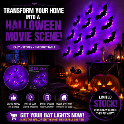🦇Light Up Your Walls with Halloween Bat Atmosphere Decor