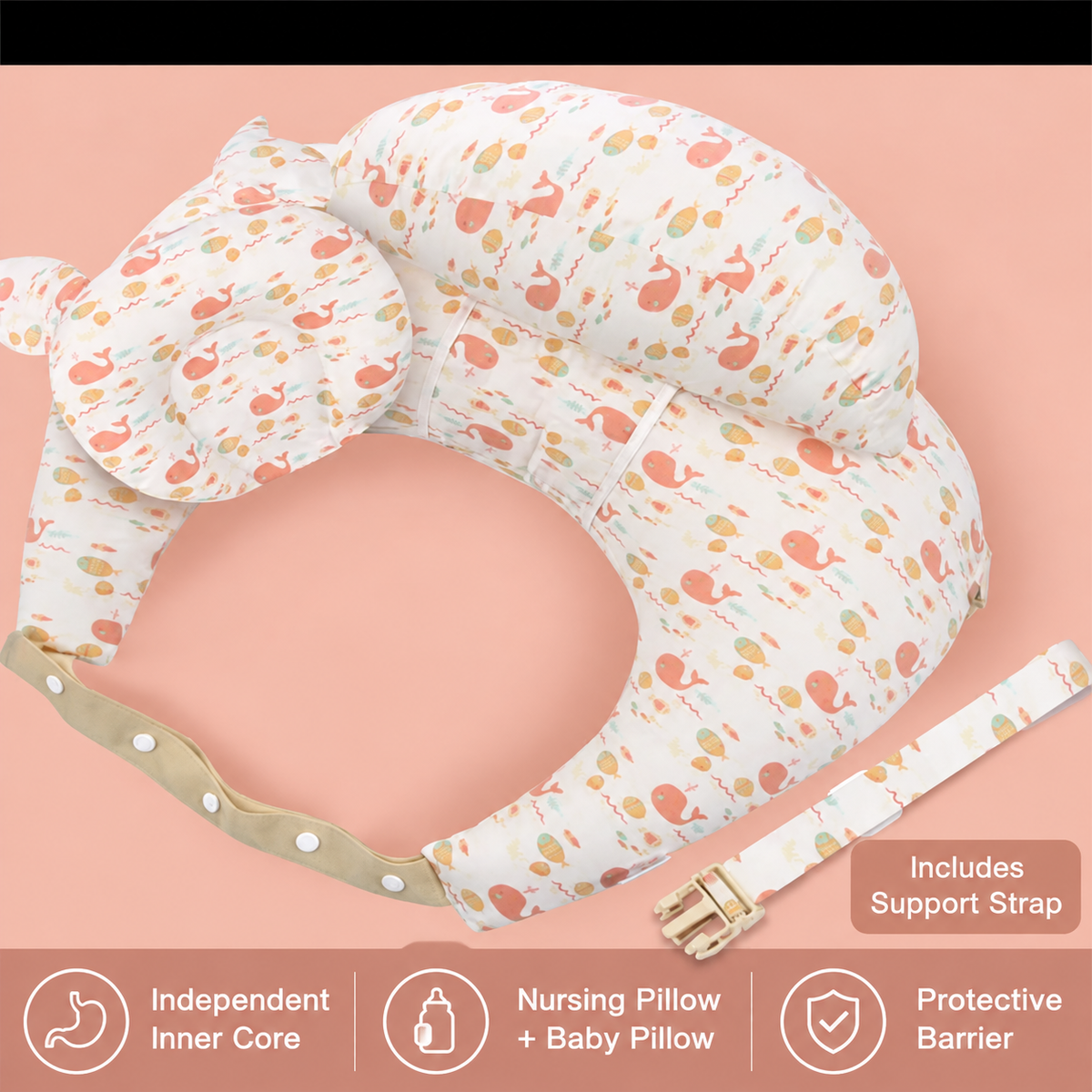 💗 Wearable Nursing Pillow – Wraparound Feeding Cushion with Adjustable Strap