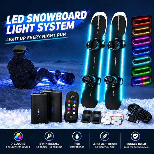 🏂 LED Snowboard Edge Light Kit – 7 Color Night Riding System❄️Light Up Every Run. Own Every Night✨