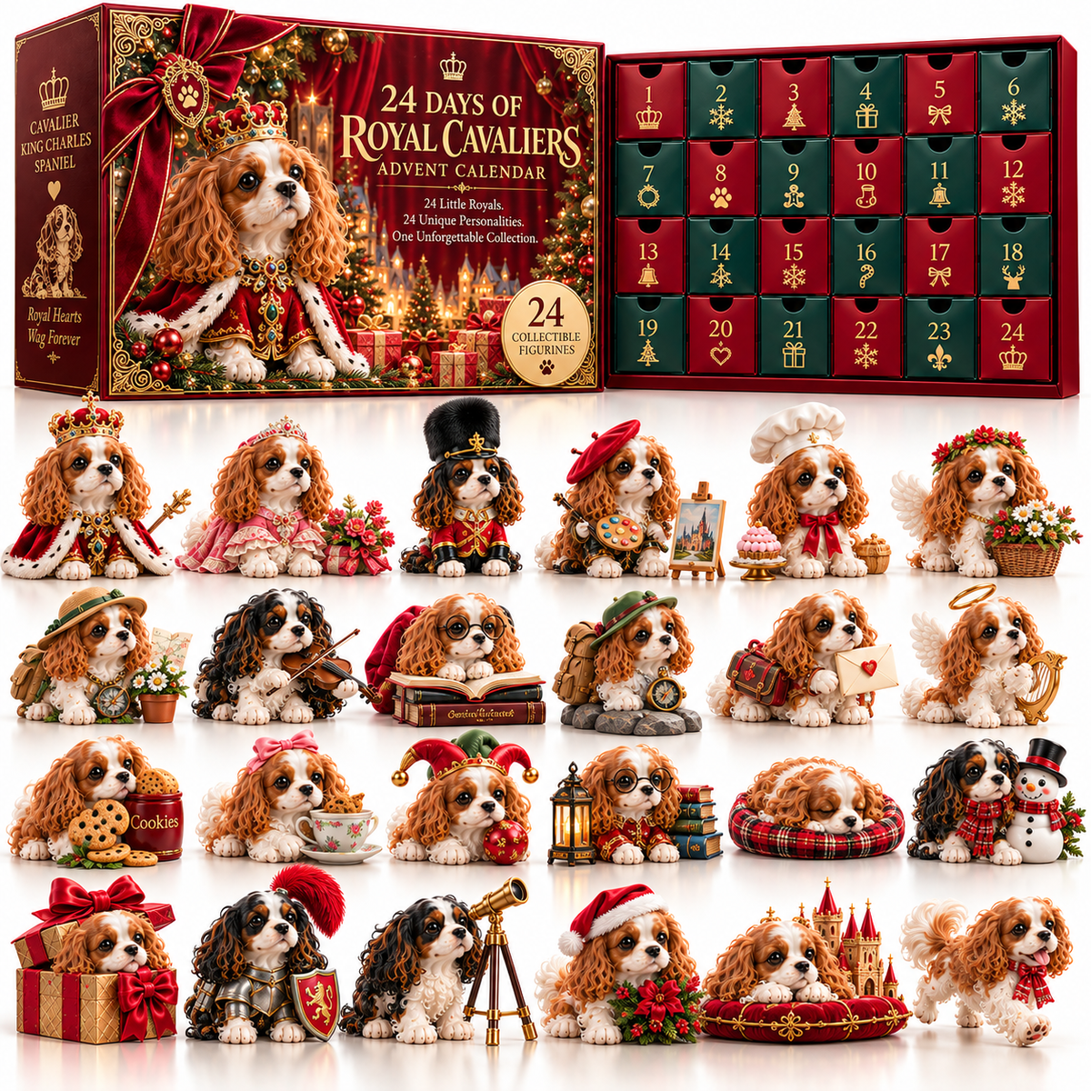 👑 24 Little Royals, One Unforgettable Gift! 🐶 Cavalier King Charles Spaniel Advent Calendar