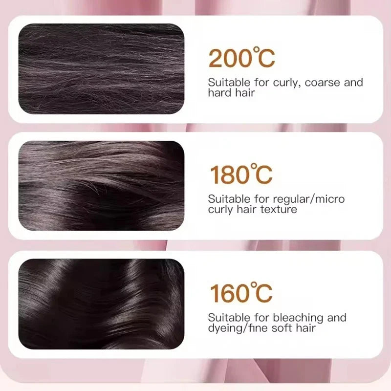 Three selectable straightening brush temperatures