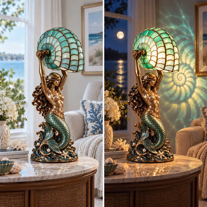 🧜‍♀️ Moon Tide Mermaid Nautilus Lamp