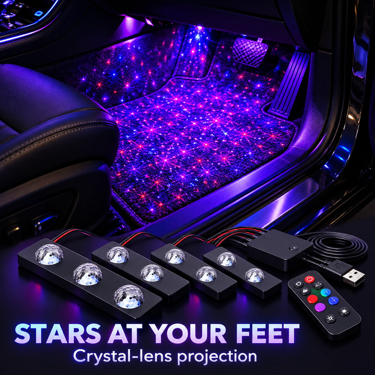🚗4Pack Car Starry Ambient Lighting Kit