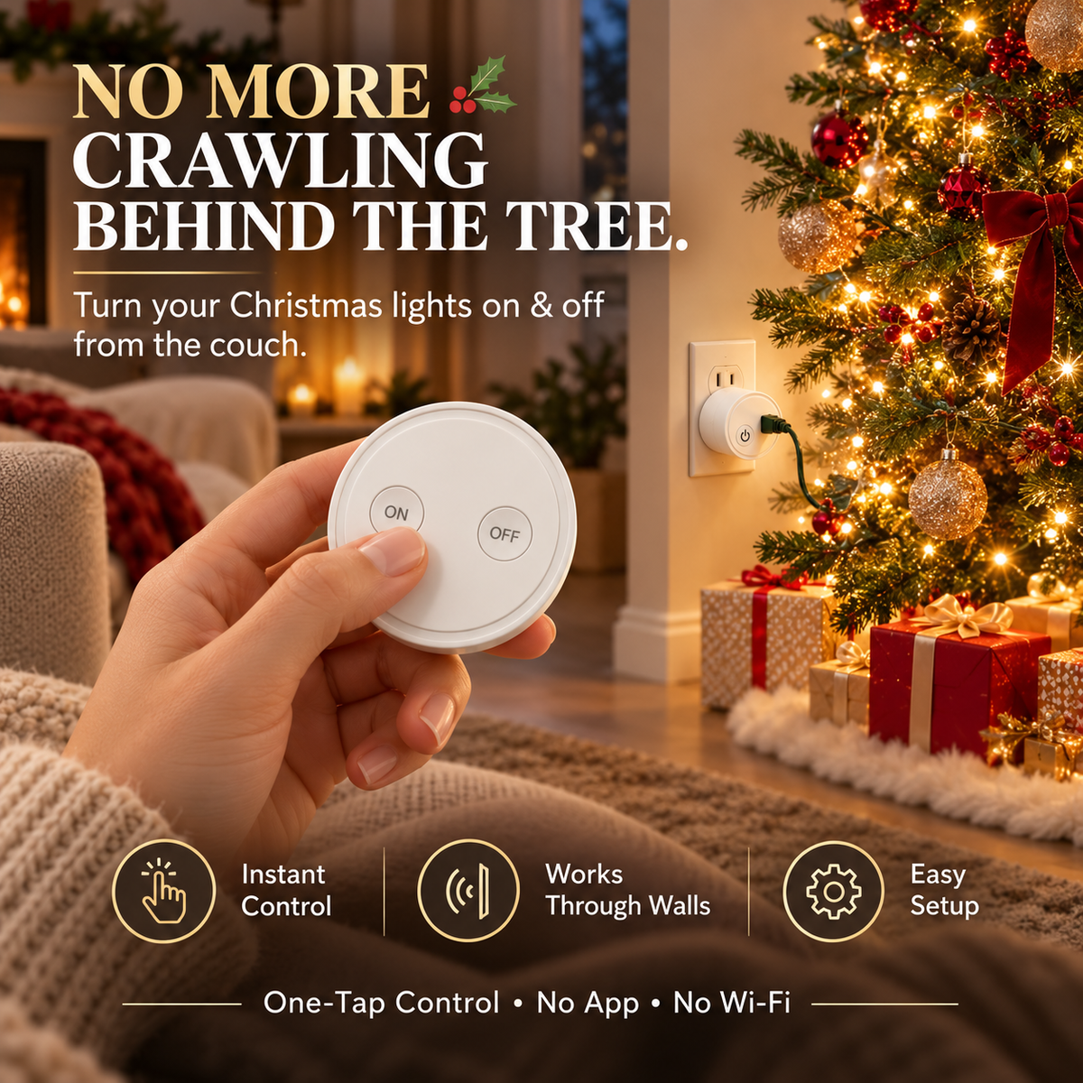 🎄 Wireless Christmas Tree Light Switch – One-Touch Remote Control ✨