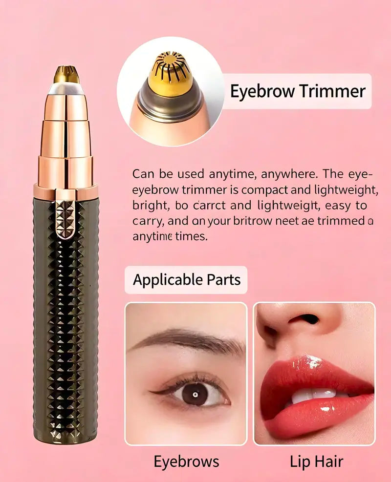 Rechargeable 3-in-1 Facial Hair Trimmer for Women, Precision Eyebrow Shaper & Painless Face Shaver for Lips and Peach Fuzz