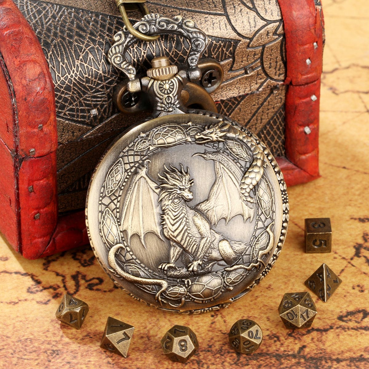 Dragon Crest Pocket Watch Dice Set