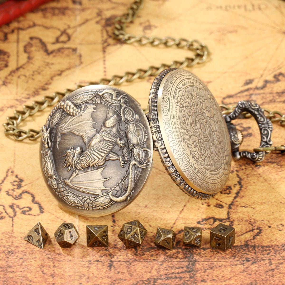 Dragon Crest Pocket Watch Dice Set