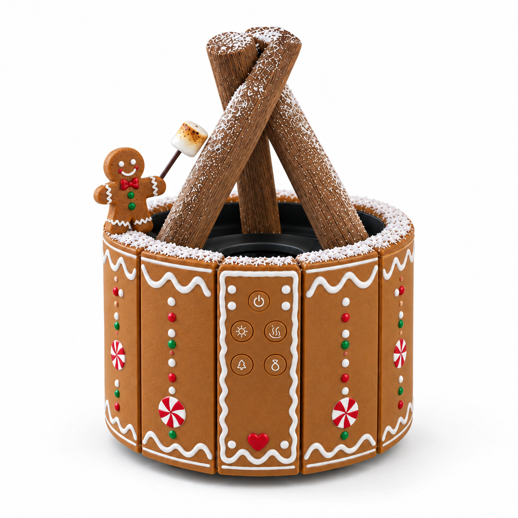 🎅 Christmas Campfire Mist Humidifier 🔥 LED Flame-Effect Holiday Decoration