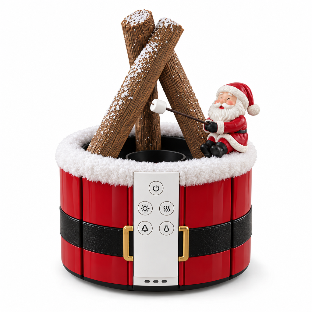 🎅 Christmas Campfire Mist Humidifier 🔥 LED Flame-Effect Holiday Decoration