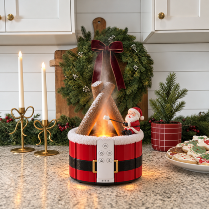 🎅 Christmas Campfire Mist Humidifier 🔥 LED Flame-Effect Holiday Decoration