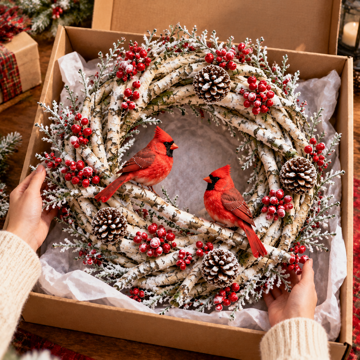🔥 LAST DAY 49% OFF 🎄🐦 Cardinal Winter Glow™ | Lighted Christmas Wreath