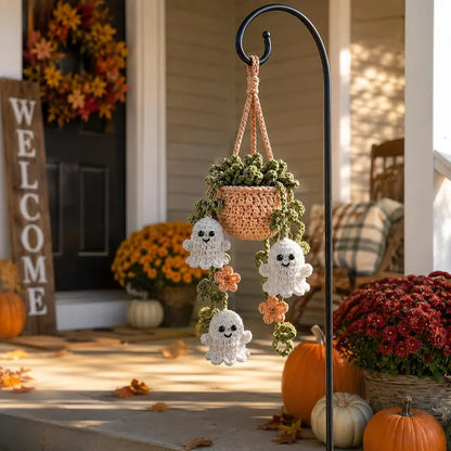 Halloween Crochet Ghost Car Hanging Plant