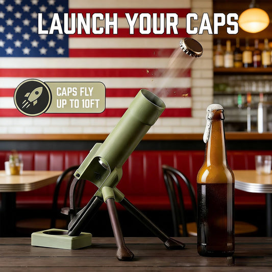 🚀 51mm Beer Bottle Mortar Bottle Opener 🍻🔥Novelty Cap-Launching Desk & Bar Accessory 🎉