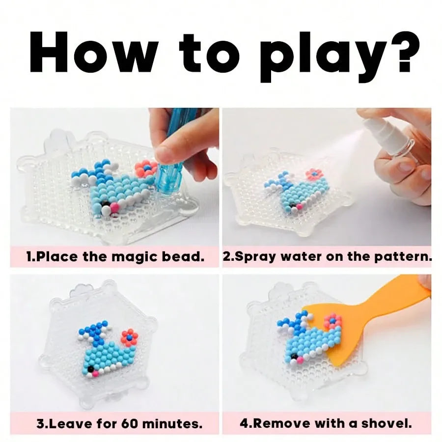 Magic Water Beads Puzzle Toys-Creative DIY Mosaic Crafts for Kids Ages 3+