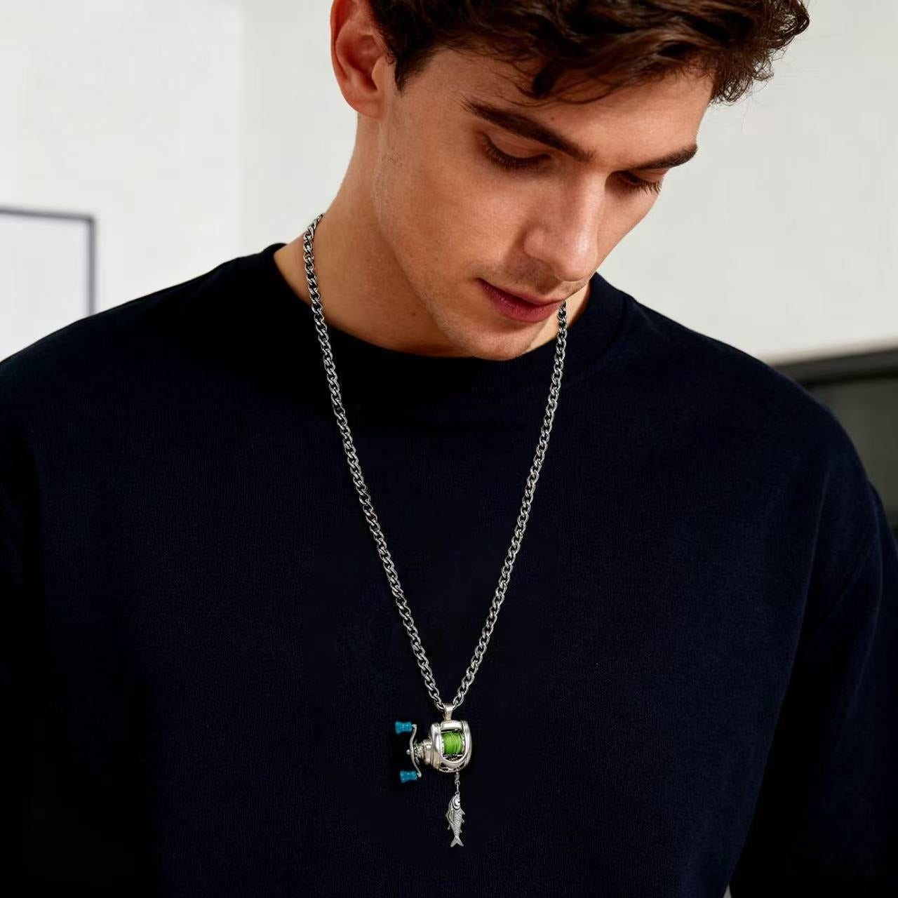 🎣 Mini Fishing Reel Necklace