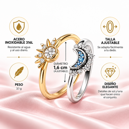 ☀️🌙 Sun & Moon Adjustable Ring Set – Two Souls, One Connection