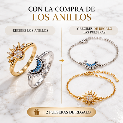 ☀️🌙 Sun & Moon Adjustable Ring Set – Two Souls, One Connection