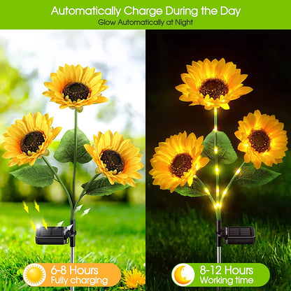 🌻 Sunflower Solar Lights – Auto On/Off, 14H Glow, IP65 Waterproof ☀️