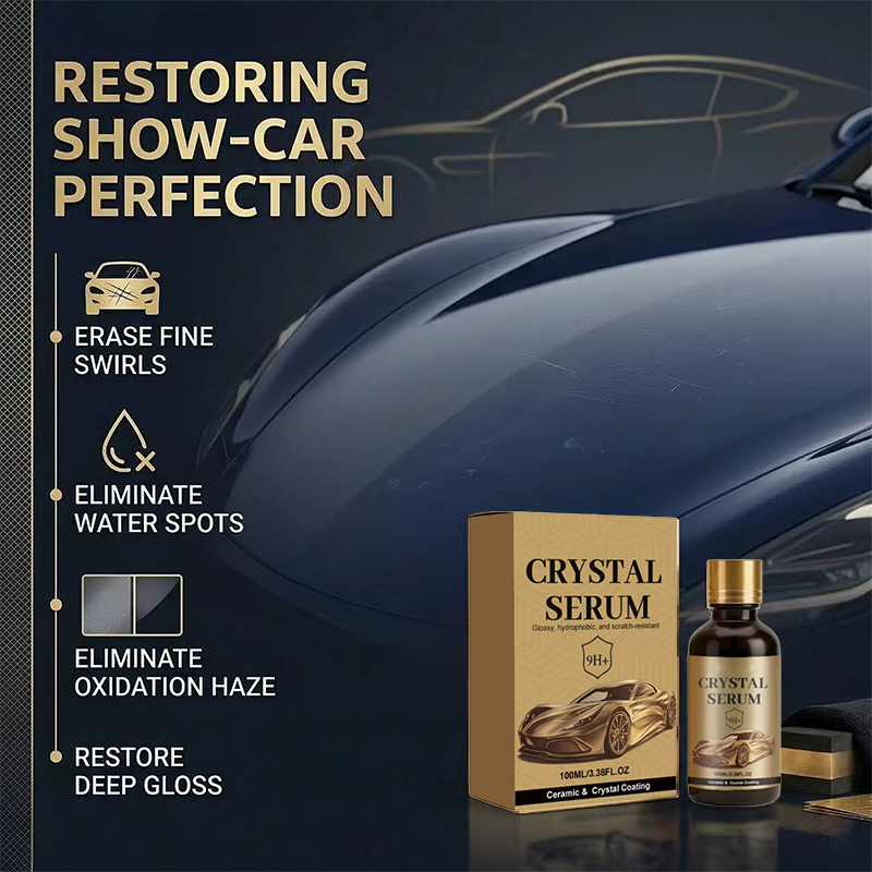 ✨ BUY 1 GET 1 FREE! 🚗 Ceramic Car Coating Kit – Crystal Serum, 9H Hardness & Hydrophobic Effect 🛡️