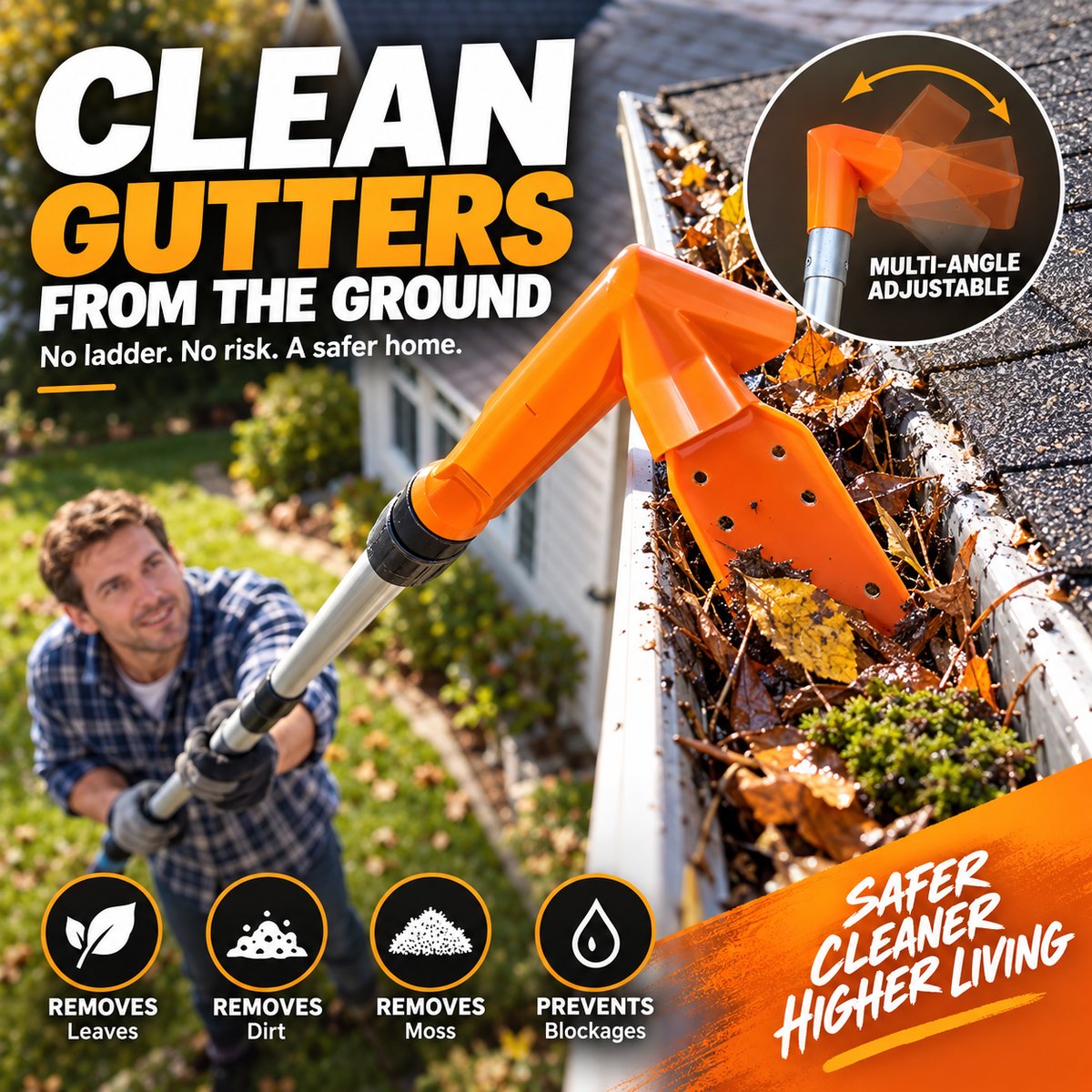 No-Climb Gutter Cleaning Tool image 4