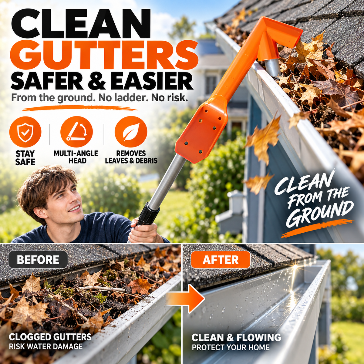 No-Climb Gutter Cleaning Tool image 6