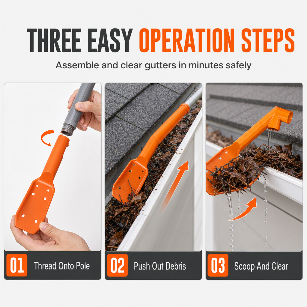 No-Climb Gutter Cleaning Tool image 7