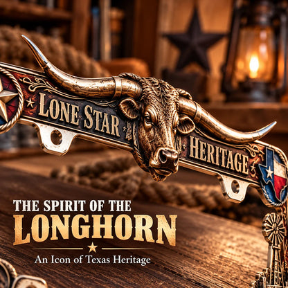 🐂🔥 Texas Longhorn Western Metal License Plate Frame – Vintage Cowboy & Lone Star Ranch Gift 🤠